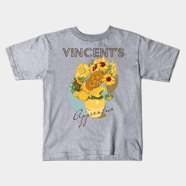 Sunflowers, Vincent's Apprentice Kids T-Shirt by FlyingMashedPotato